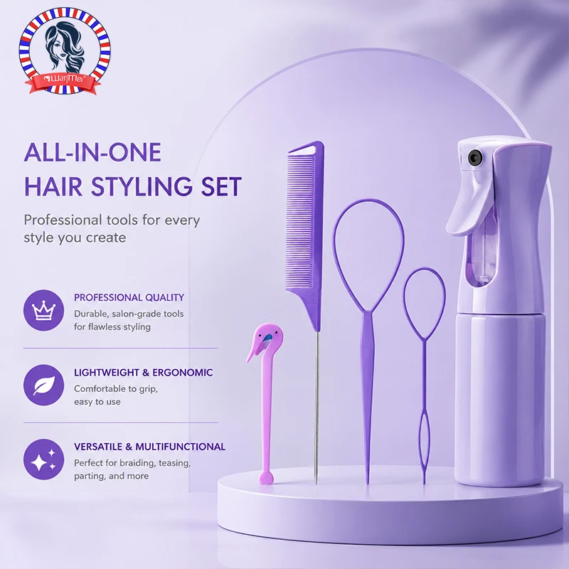 Hair Care Guide - 4/5/6pcs Hair Brush Set Hairdressing Spray